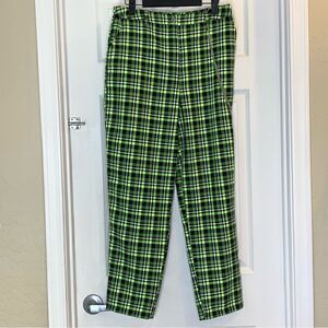 ASOS Collusion Baggy Carpenter Pants in green plaid  with metal pocket chain